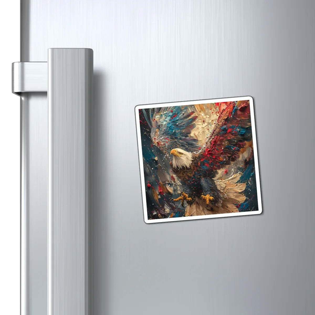 Patriotic Bald Eagle Magnets | Colorful Feather Art Magnet - 250 USA Celebration