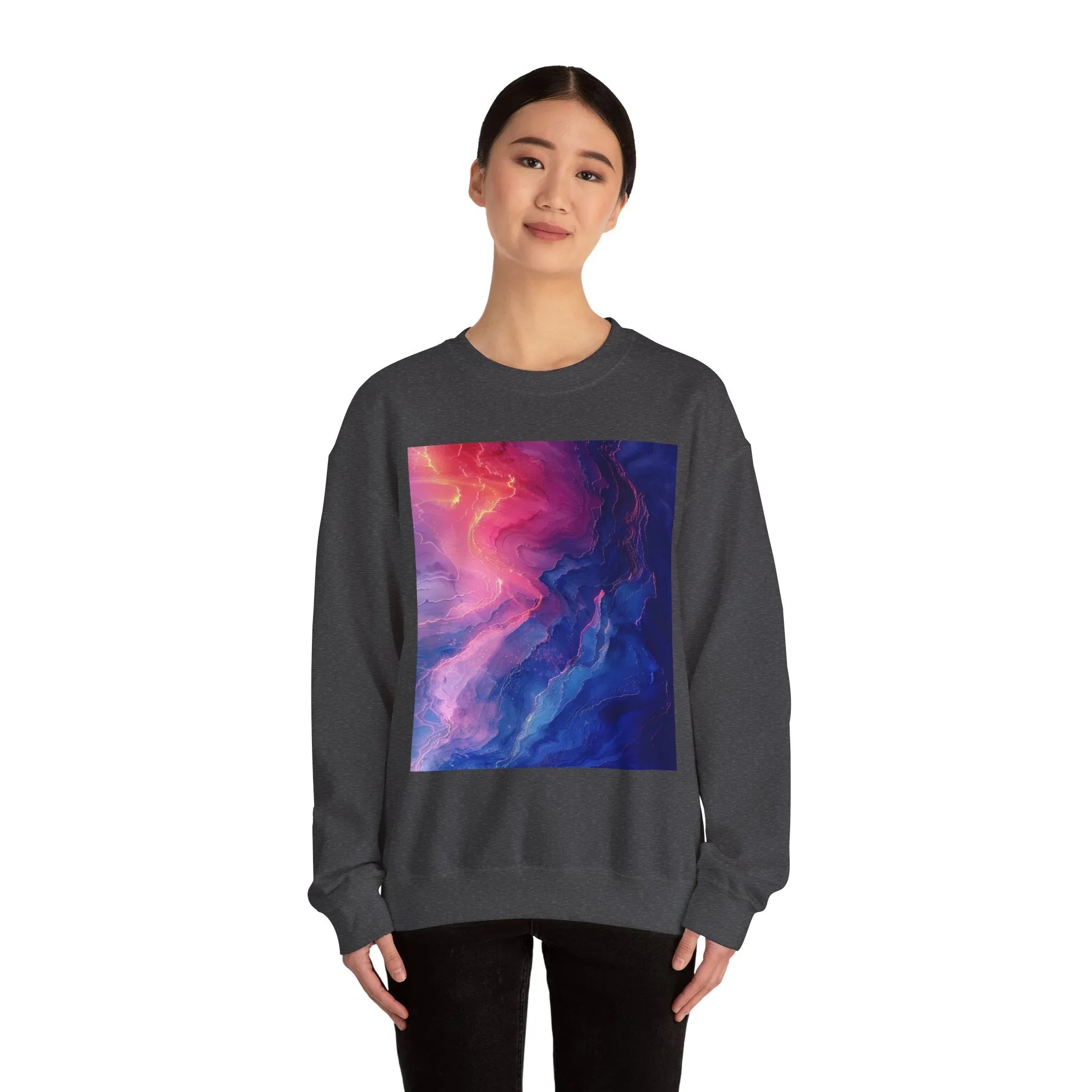 Abstract Nebula Art Crewneck Sweatshirt | Colorful Galaxy Print - 250 USA Celebration