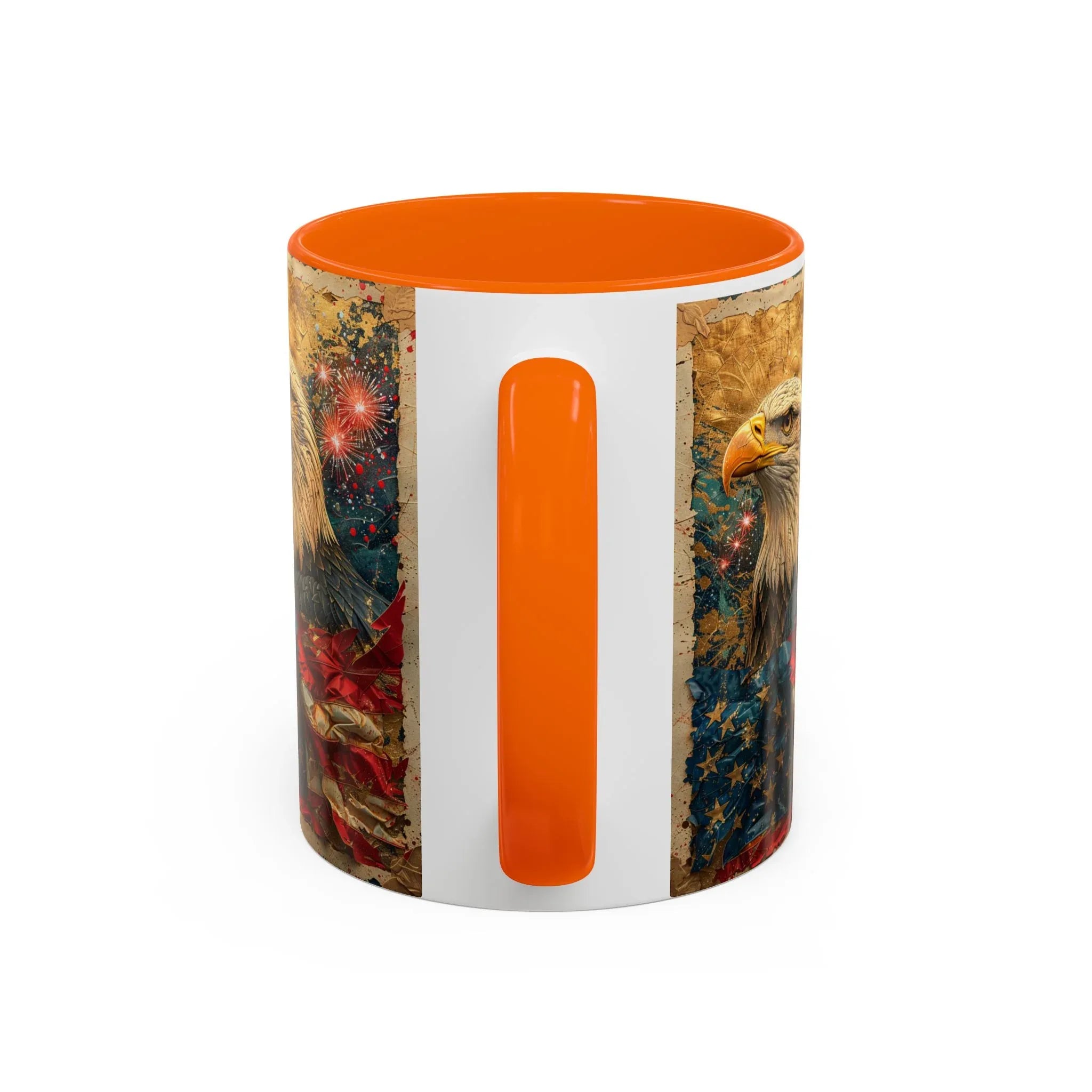 Bald Eagle with Tattered American Flag Coffee Mug | Fireworks Patriotic 11oz 15oz - 250 USA Celebration