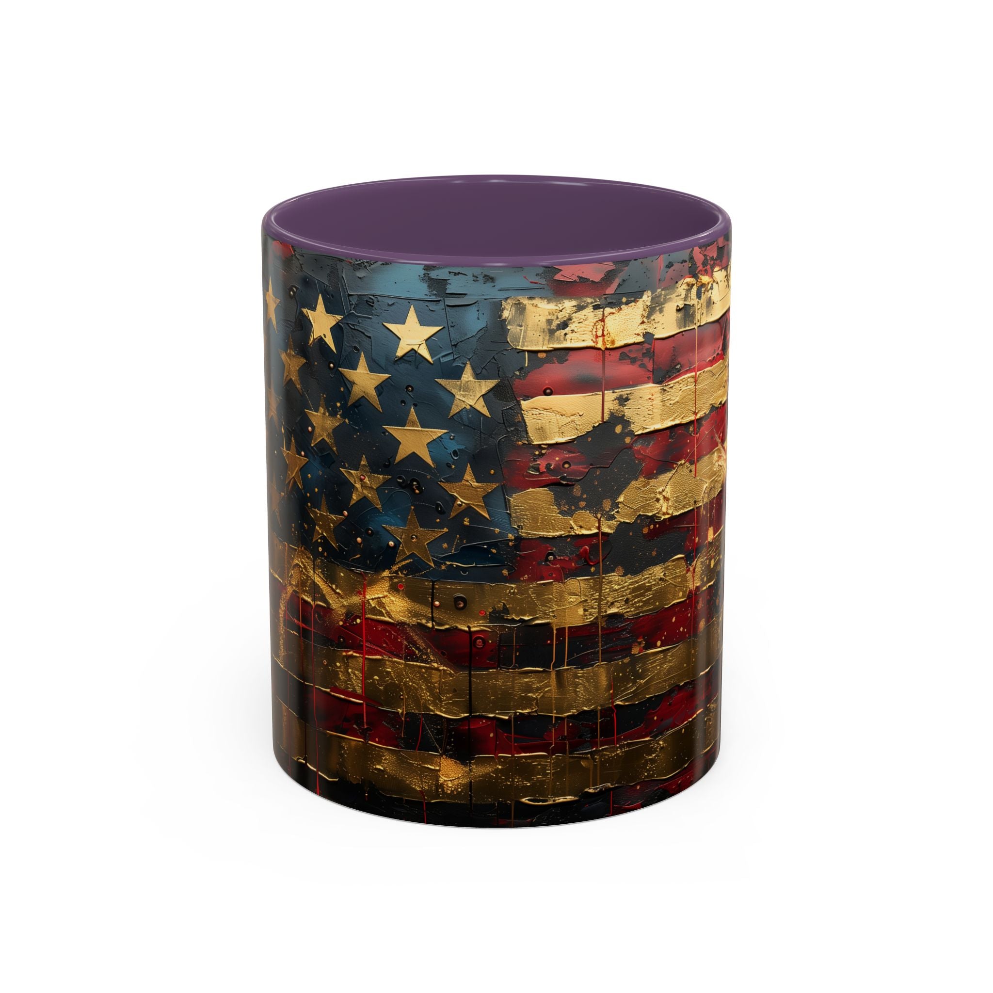 Distressed American Flag Accent Coffee Mug — Patriotic 11/15oz