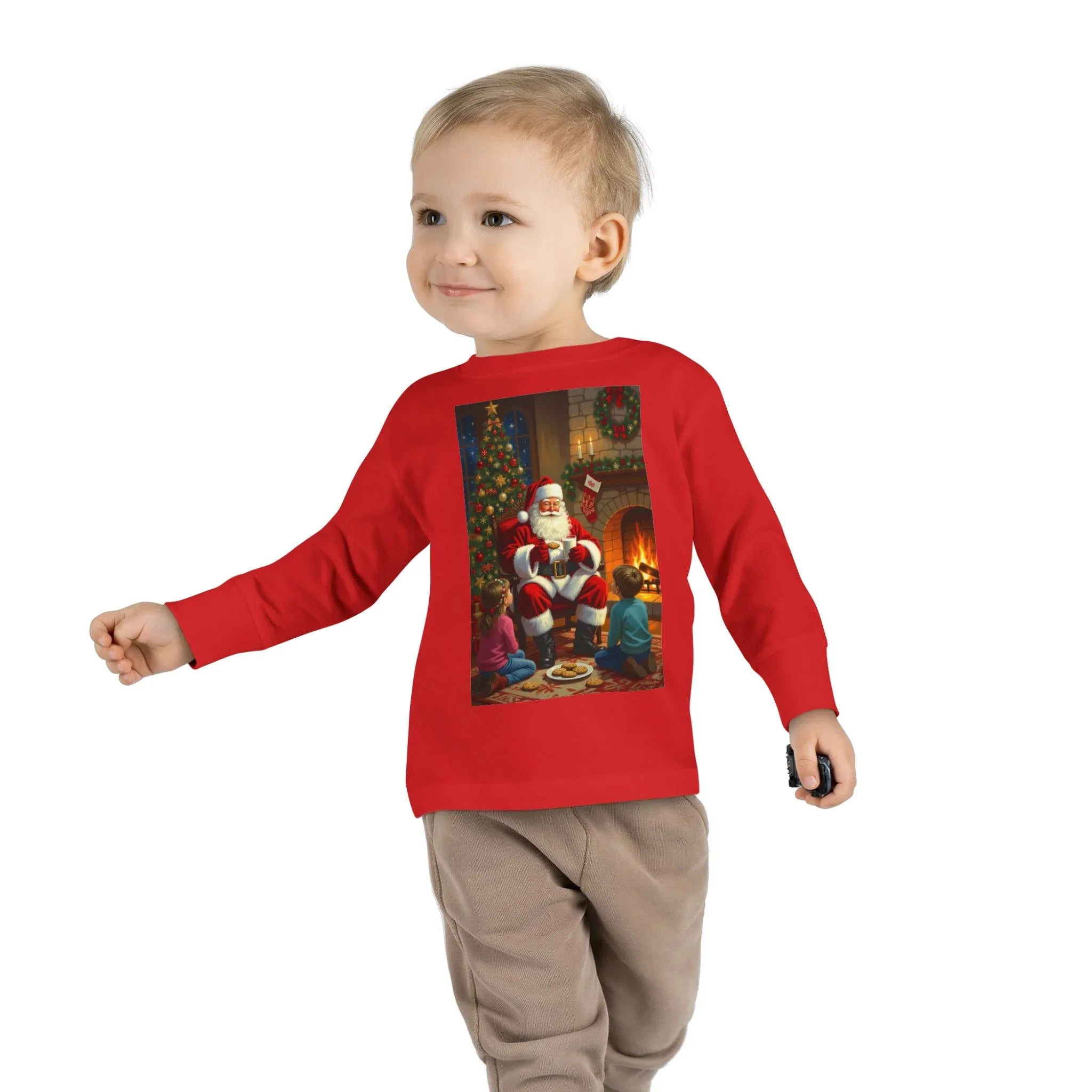 Christmas Santa Toddler Long Sleeve Tee, Holiday Shirt for Kids, Festive Outfit, Winter Apparel, Cute Christmas Gift, Family Photoshoot - 250 USA Celebration