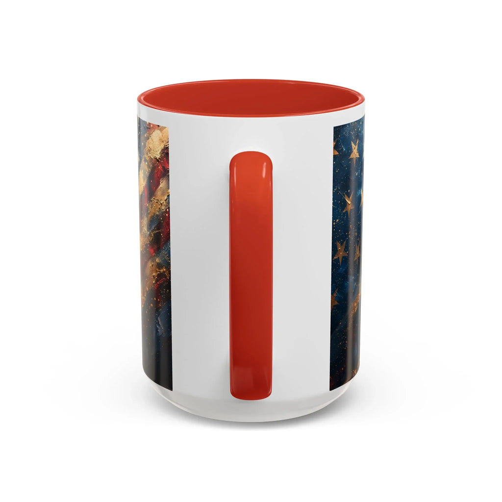 Distressed American Flag Accent Coffee Mug | 11oz 15oz - 250 USA Celebration
