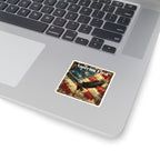 America First Eagle Square Sticker — Patriotic US Flag Decal for Laptops, Water Bottles & Cars