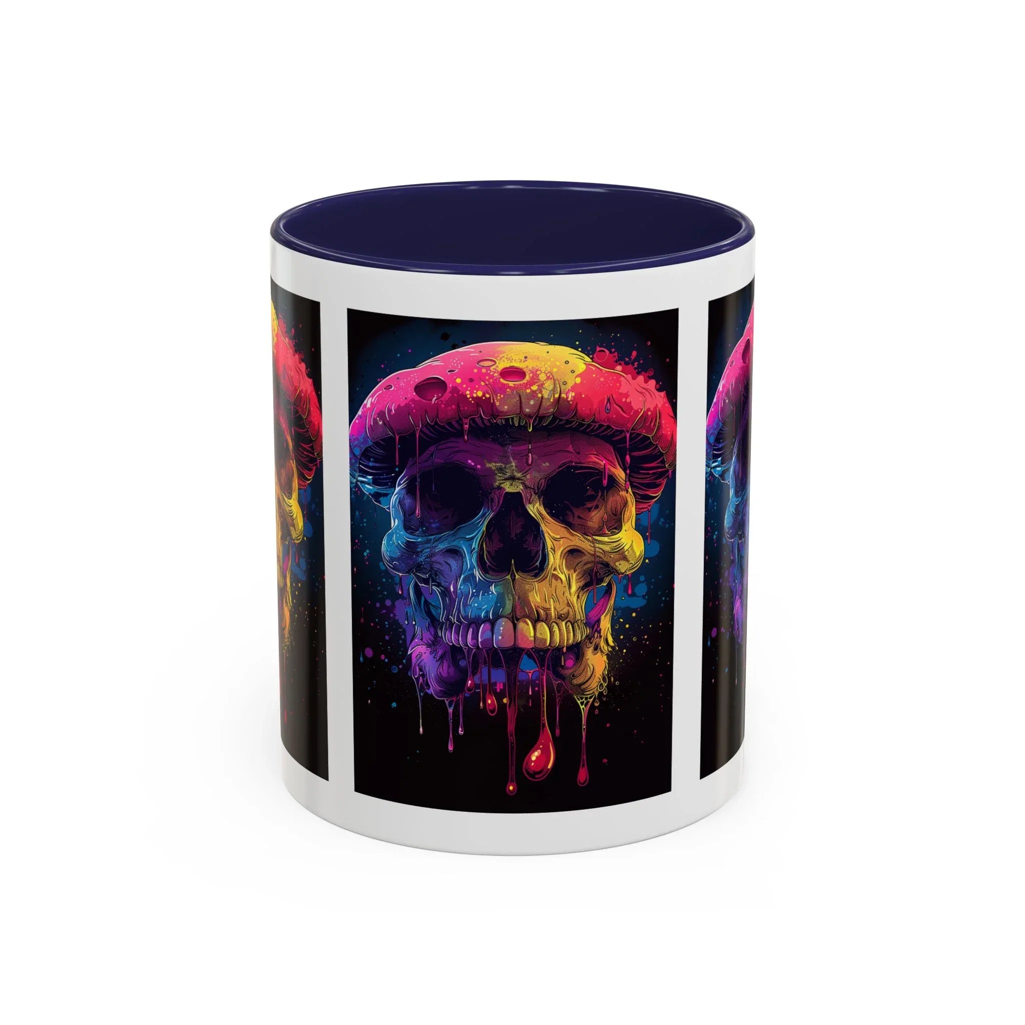 Psychedelic Mushroom Skull Rainbow Drip Mug | Blacklight Reactive Coffee Mug - 250 USA Celebration