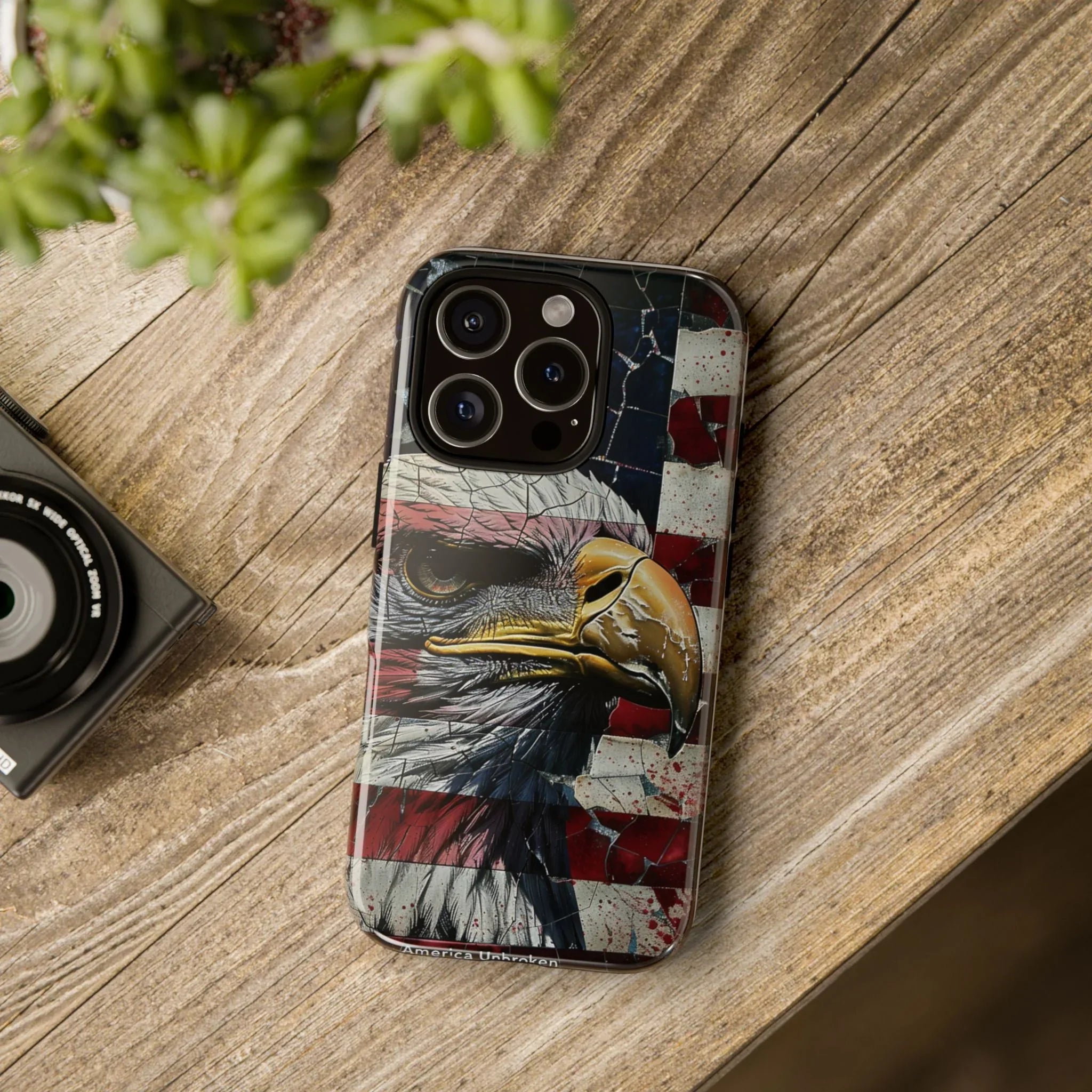 American Flag Bald Eagle phone case | Patriotic iPhone cover, cracked vintage flag design - 250 USA Celebration