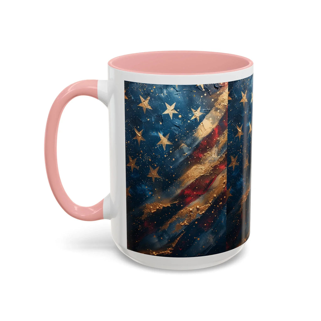 Distressed American Flag Accent Coffee Mug | 11oz 15oz - 250 USA Celebration