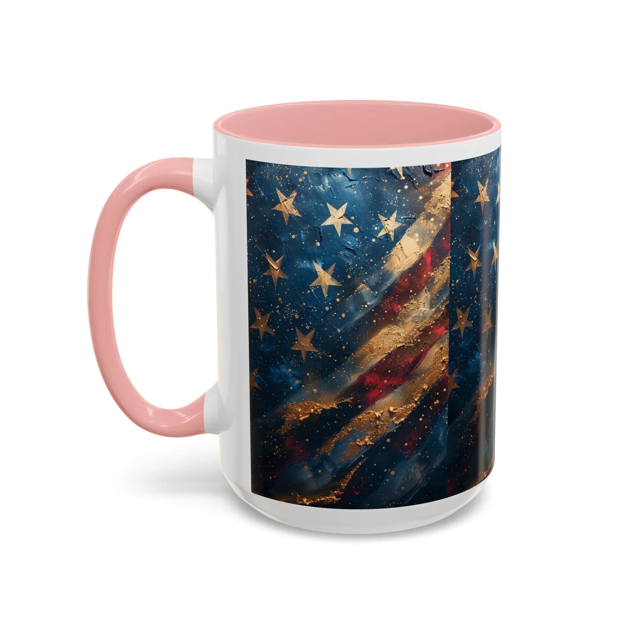 Distressed American Flag Accent Coffee Mug | 11oz 15oz - 250 USA Celebration