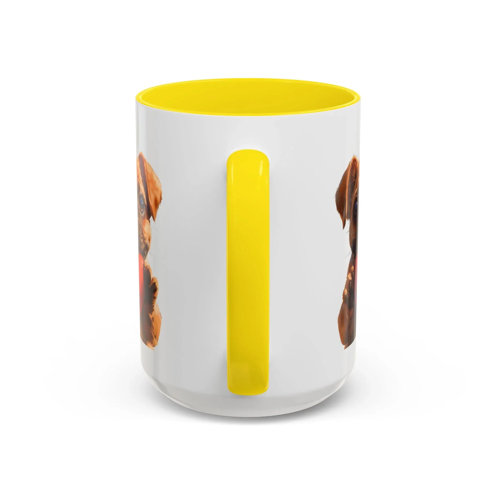 Cute French Bulldog Holding Red Heart Accent Coffee Mug | Puppy Cartoon Illustration - 250 USA Celebration