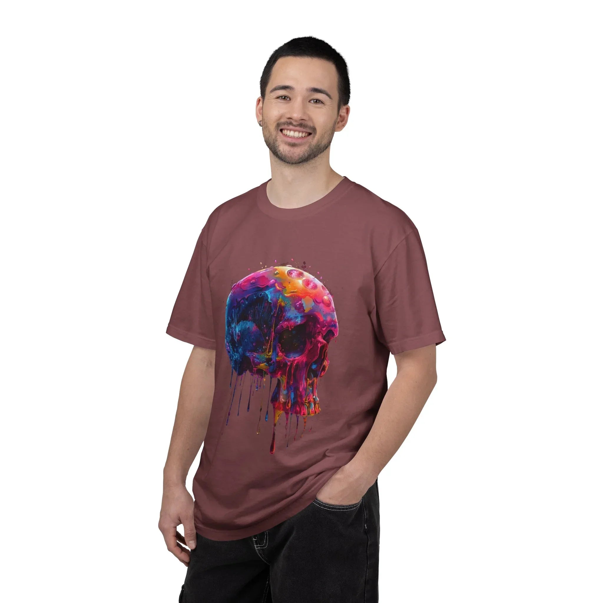 Colorful Drip Skull T-shirt | Watercolor Skull Shirt, Artistic Gothic Tee - 250 USA Celebration