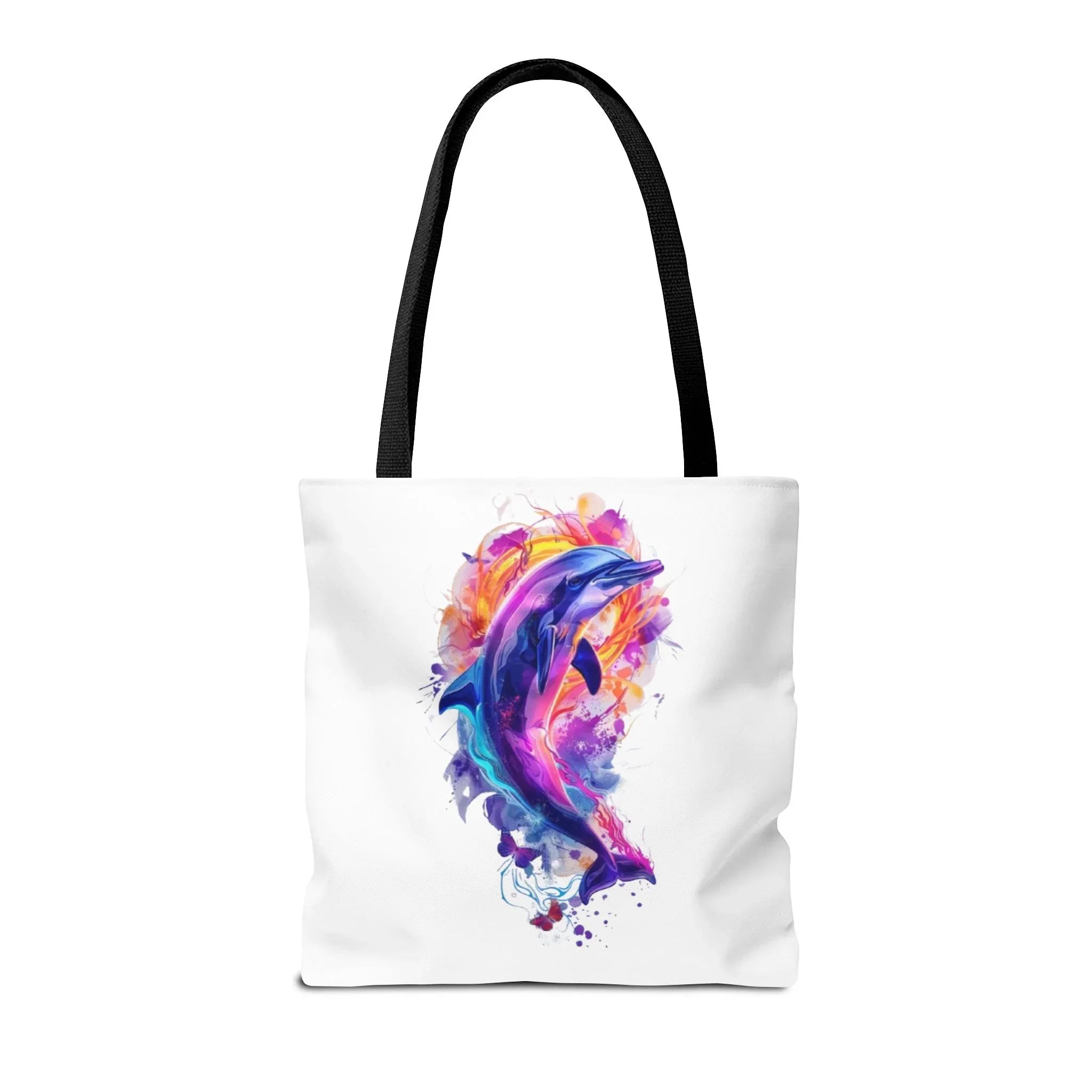 Colorful Watercolor Dolphin Tote Bag | Vibrant Splash Ocean Art - 250 USA Celebration