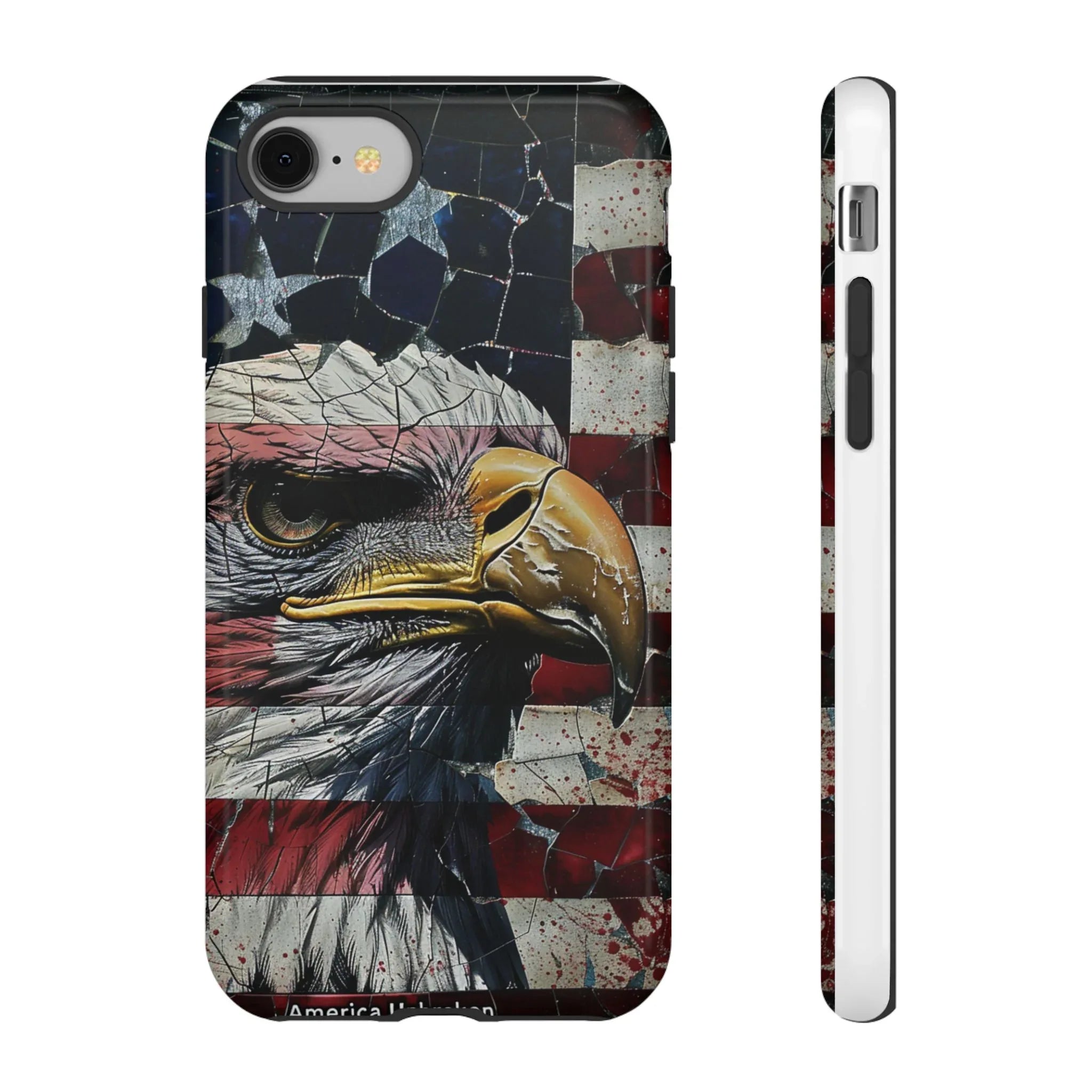 American Flag Bald Eagle phone case | Patriotic iPhone cover, cracked vintage flag design - 250 USA Celebration