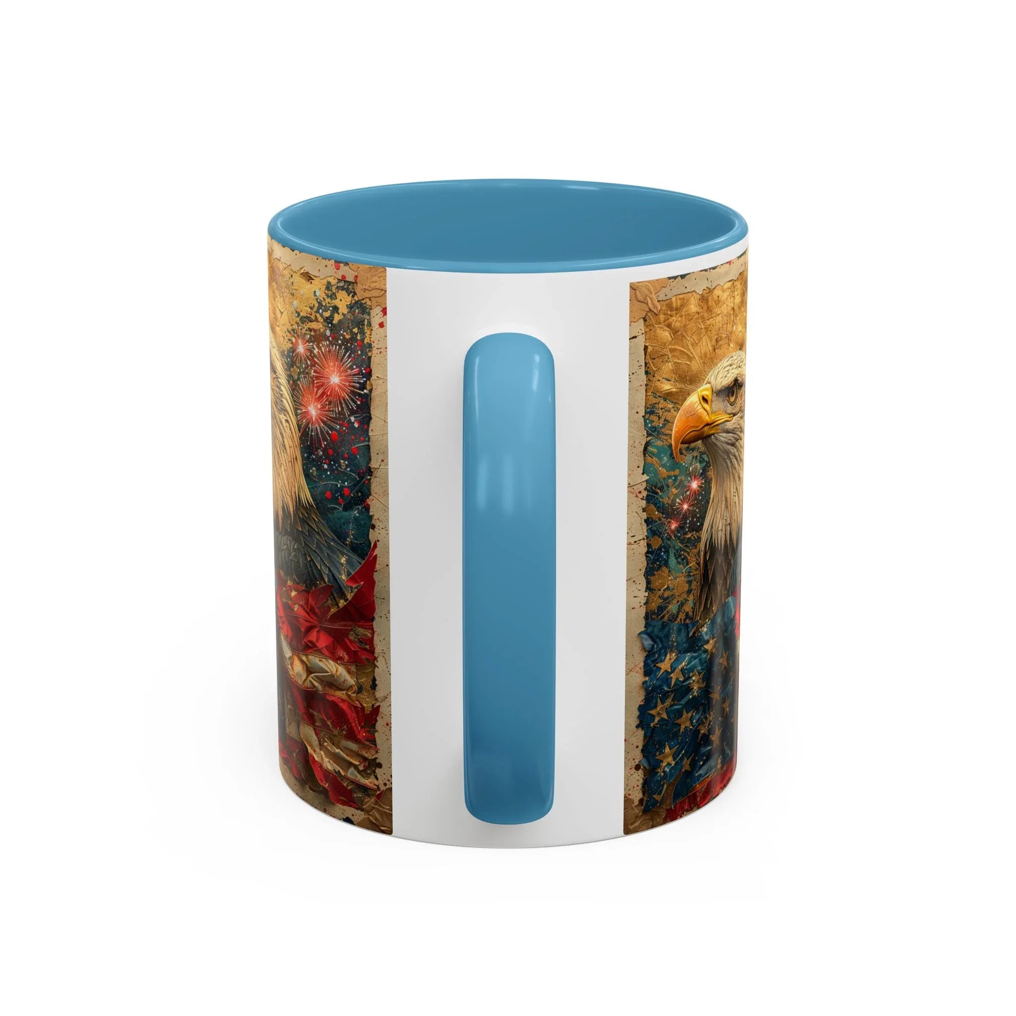 Bald Eagle with Tattered American Flag Coffee Mug | Fireworks Patriotic 11oz 15oz - 250 USA Celebration