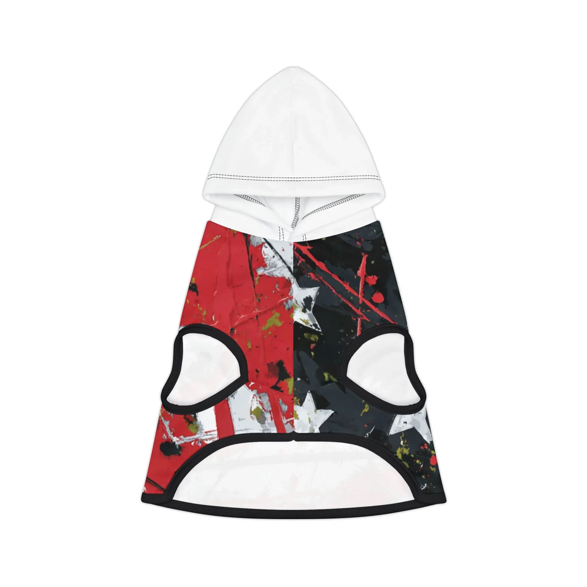 Abstract Red Black Paint Splatter Pet Hoodie | Star Accent - 250 USA Celebration