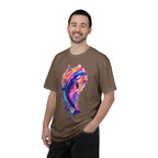 Colorful Watercolor Dolphin T-shirt | Vibrant Ocean Dolphin Tee Chrome Y2K Fantasy Dolphins & Butterflies T-Shirt | Airbrushed Liquid Metal - 250 USA Celebration