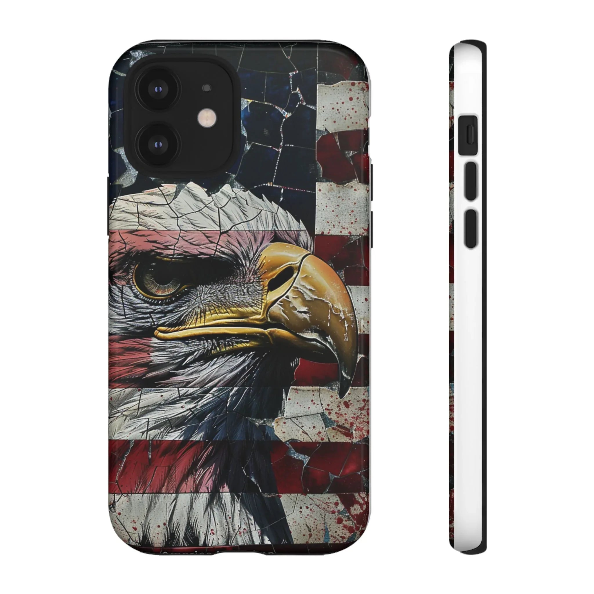 American Flag Bald Eagle phone case | Patriotic iPhone cover, cracked vintage flag design - 250 USA Celebration