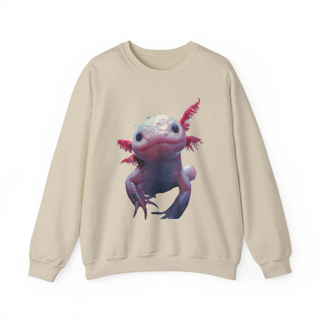 Pink Axolotl Illustration Sweatshirt | Cute Amphibian Art, Pastel Watercolor - 250 USA Celebration