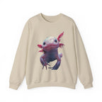 Pink Axolotl Illustration Sweatshirt | Cute Amphibian Art, Pastel Watercolor - 250 USA Celebration