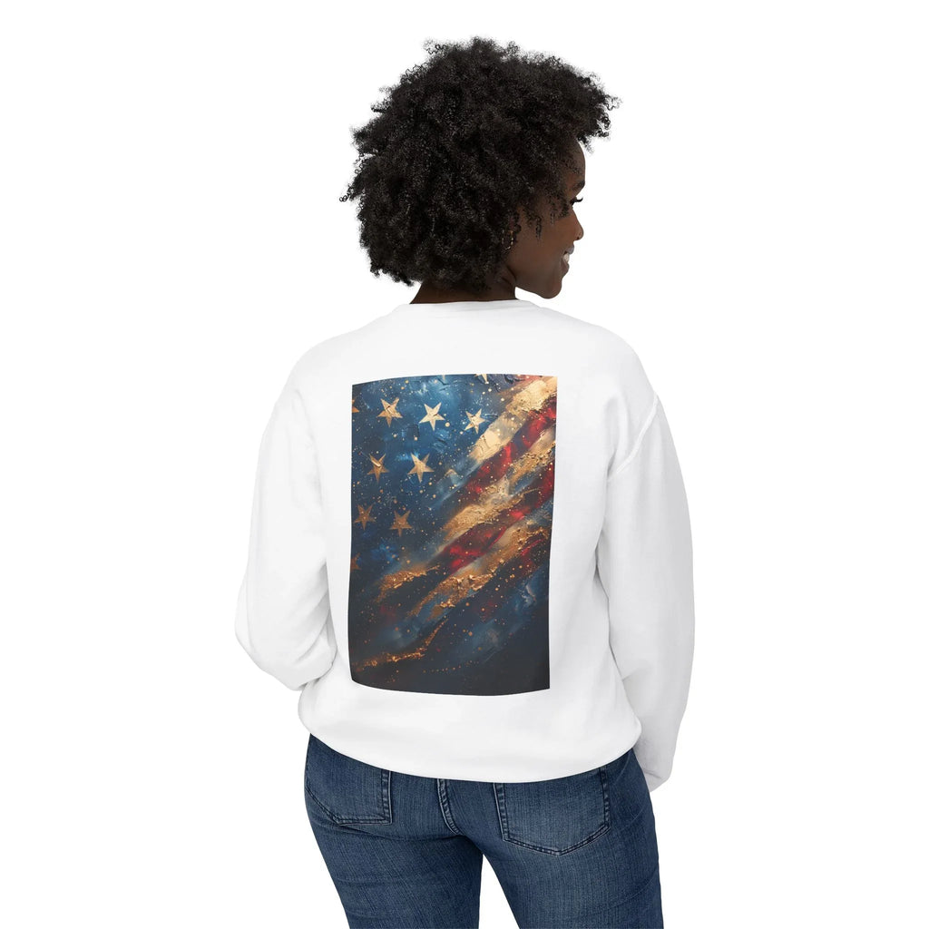 Lightweight Crewneck Sweatshirt, Patriotic American T-Shirts, Flag T-Shirts, Independence Tees, Funny Patriotic Shirts, Custom American Tees - 250 USA Celebration