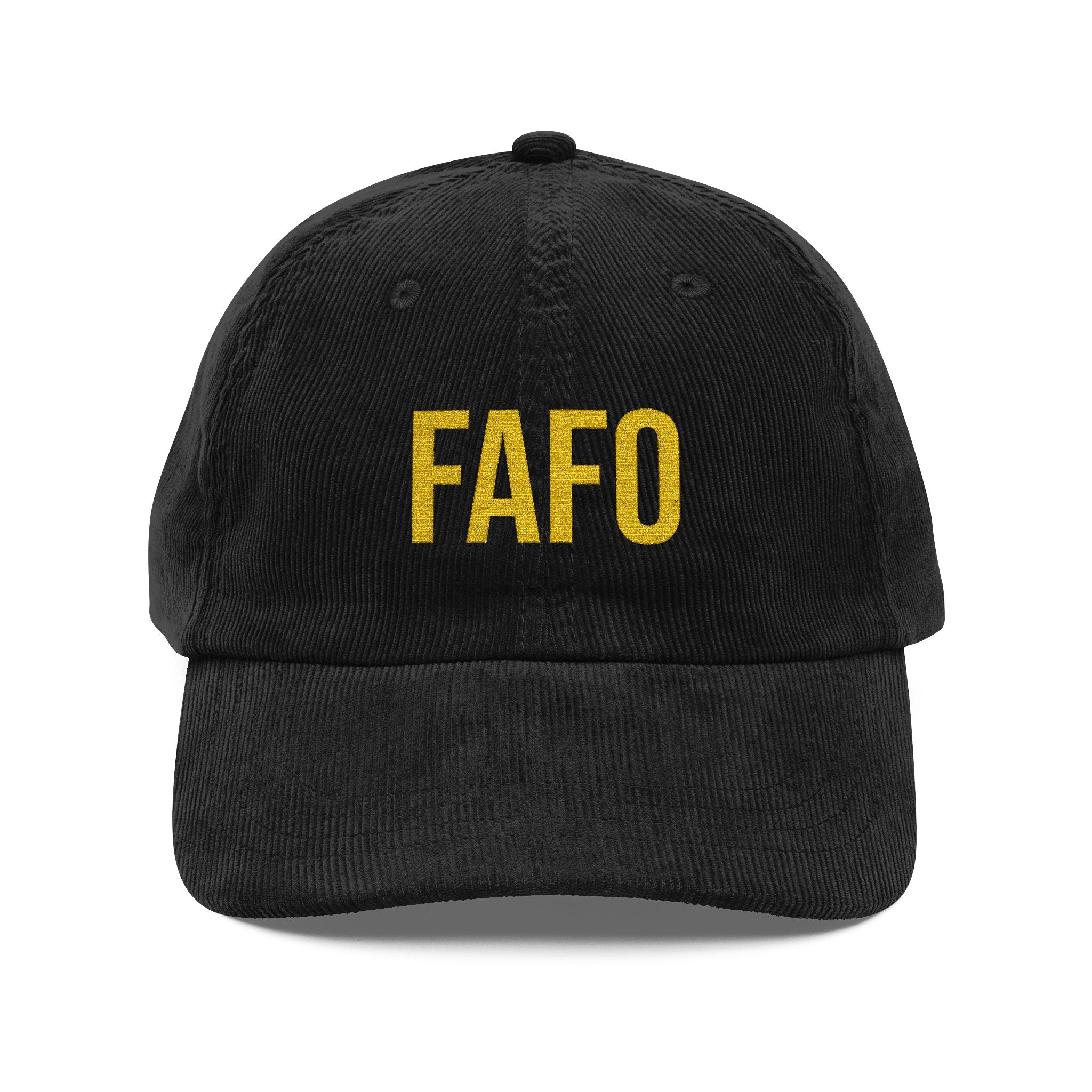 Corduroy Baseball Cap – Embroidered "FAFO" Front & 1776-2026 Back, Vintage Patriotic Dad Hat