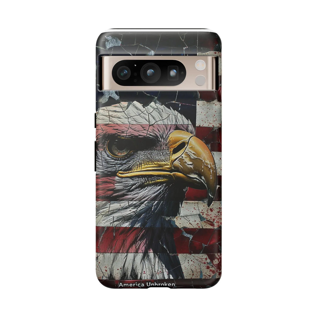 American Flag Bald Eagle phone case | Patriotic iPhone cover, cracked vintage flag design - 250 USA Celebration