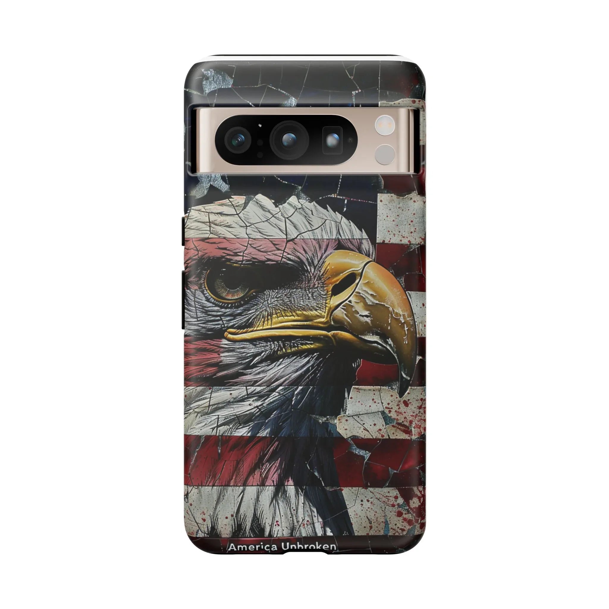 American Flag Bald Eagle phone case | Patriotic iPhone cover, cracked vintage flag design - 250 USA Celebration