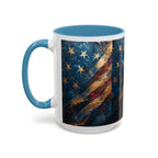 Distressed American Flag Accent Coffee Mug | 11oz 15oz - 250 USA Celebration