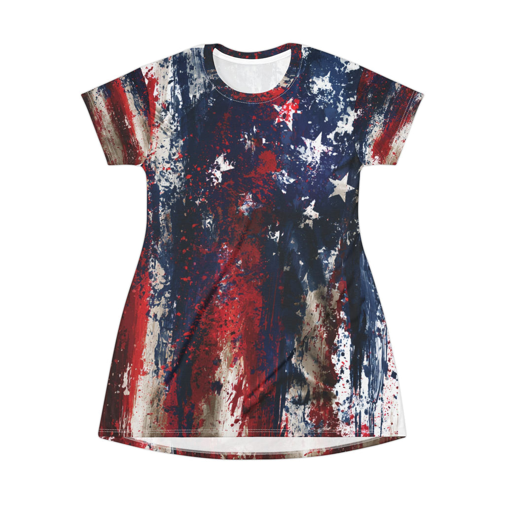 Women's Distressed American Flag Shift Dress | Patriotic USA Sundress