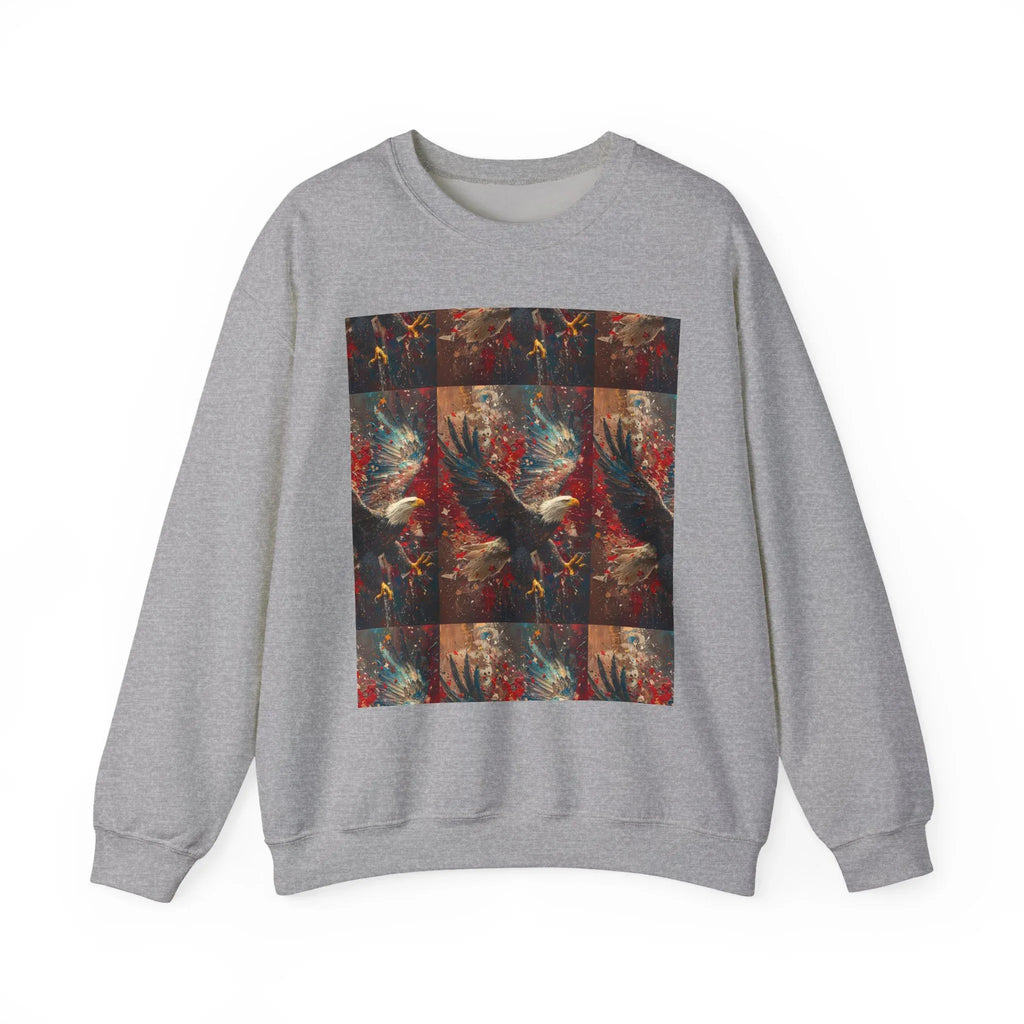 God Bless America Eagle Artwork crewneck sweatshirt | Patriotic eagle collage - 250 USA Celebration