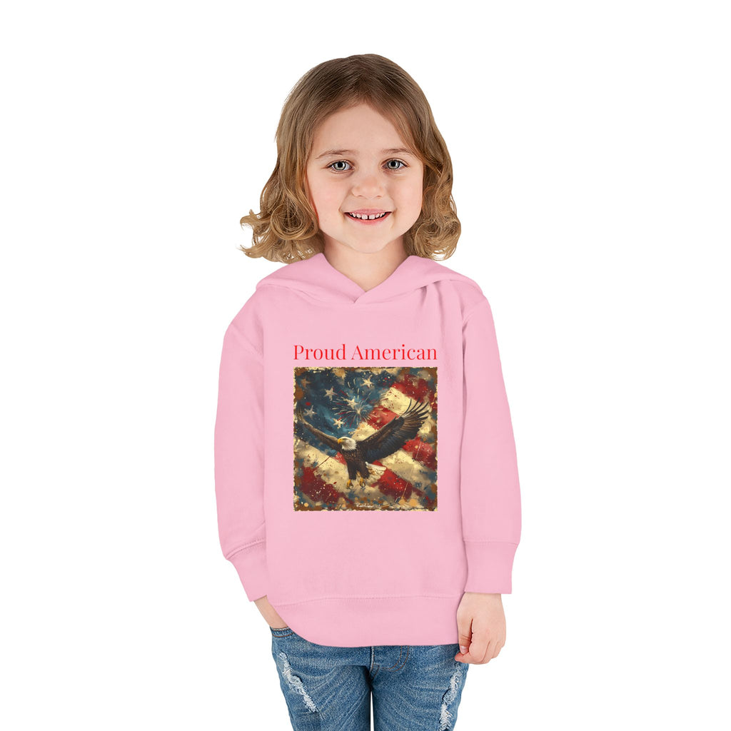 Toddler Hoodie — "Proud American" Eagle & Flag Pullover