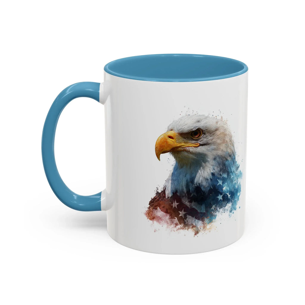 American Bald Eagle watercolor, Coffee Mug | Patriotic flag design - 250 USA Celebration