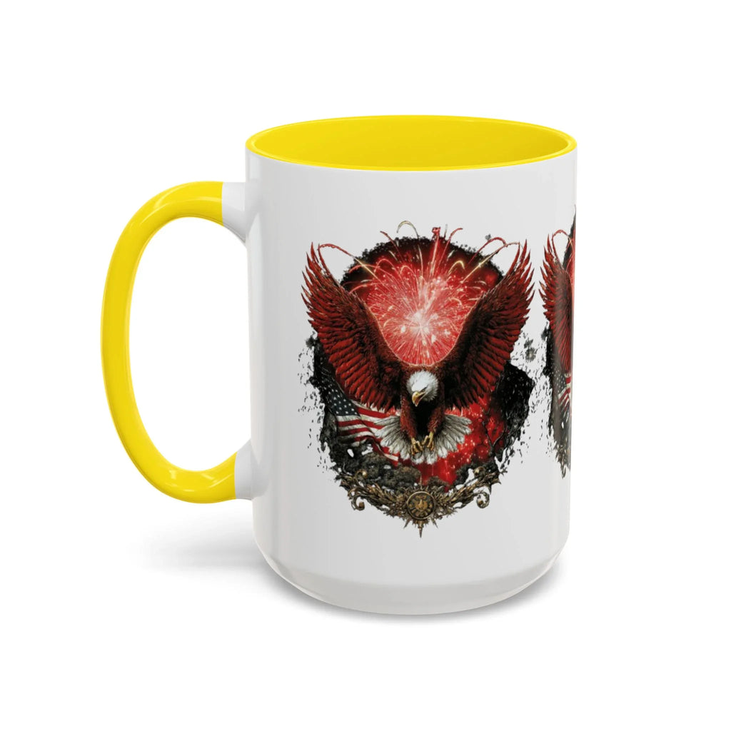 Red Eagle Emblem Accent Coffee Mug | Patriotic Eagle Design - 250 USA Celebration