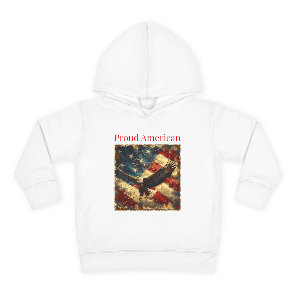 Toddler Hoodie — "Proud American" Eagle & Flag Pullover