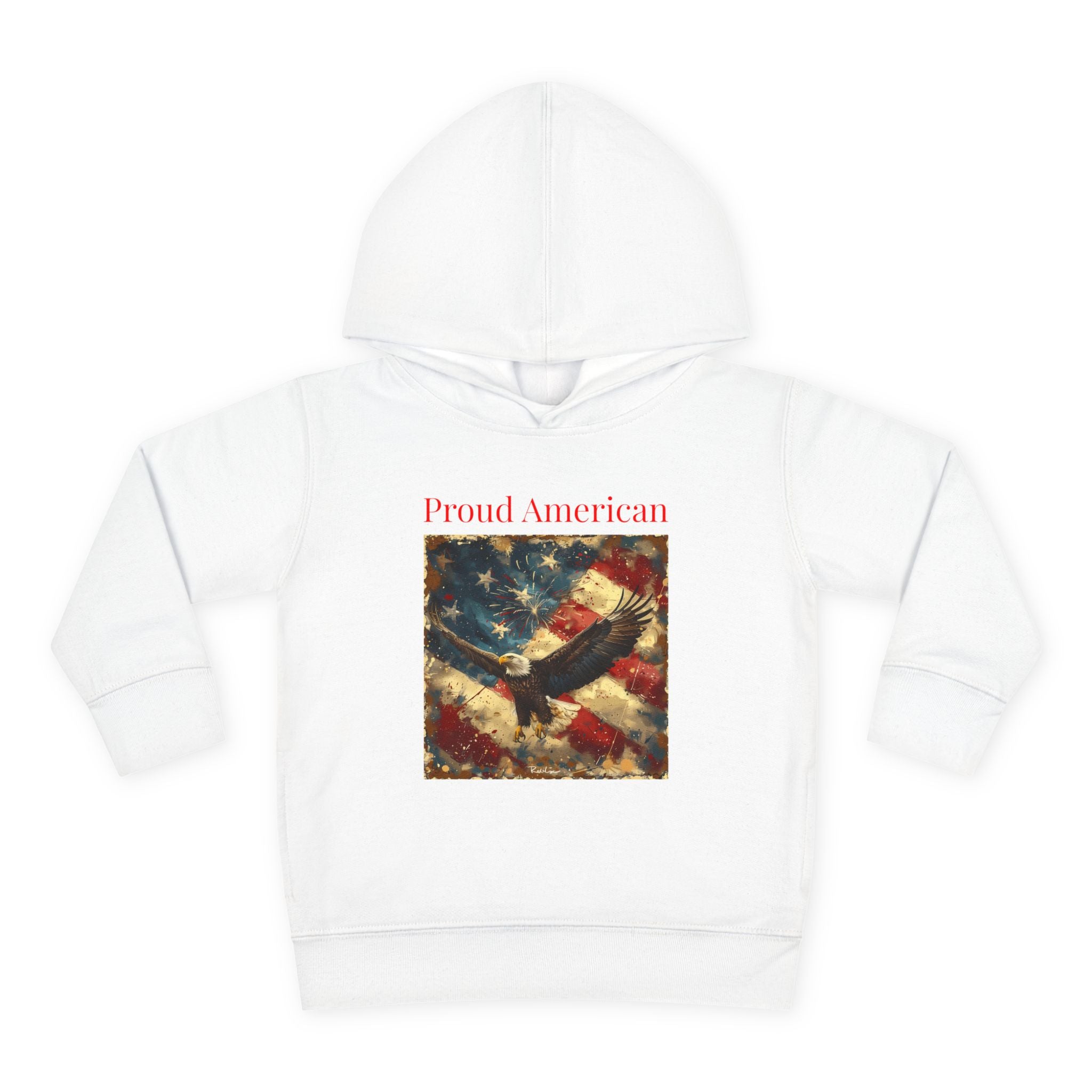 Toddler Hoodie — "Proud American" Eagle & Flag Pullover
