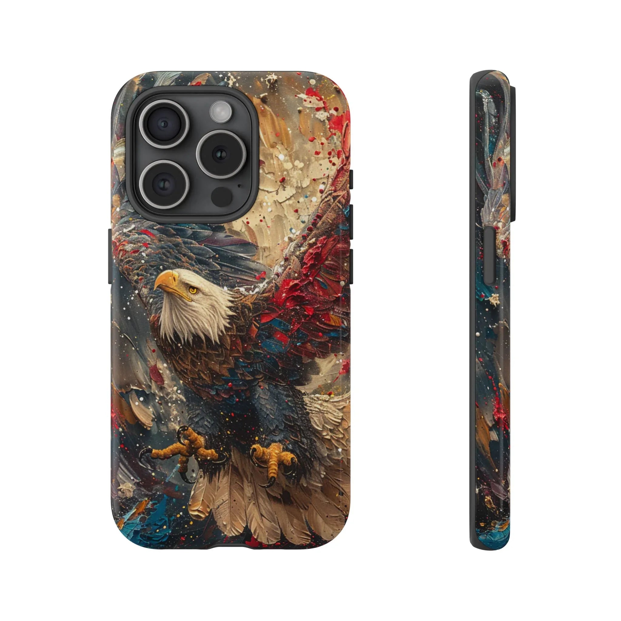 Patriotic Bald Eagle Tough Case | iPhone Phone Case, Red Blue Feather Art - 250 USA Celebration