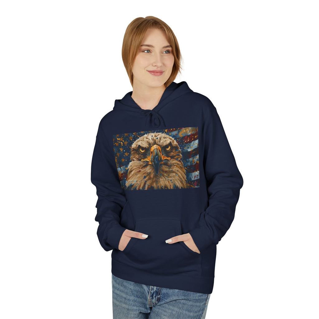 Patriotic Eagle Hoodie — American Flag Bald Eagle with "1776 - 2026" Back Print