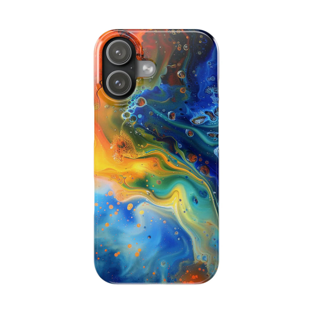 Abstract Color Swirl Slim Phone Case | Blue Orange Marble Galaxy - 250 USA Celebration
