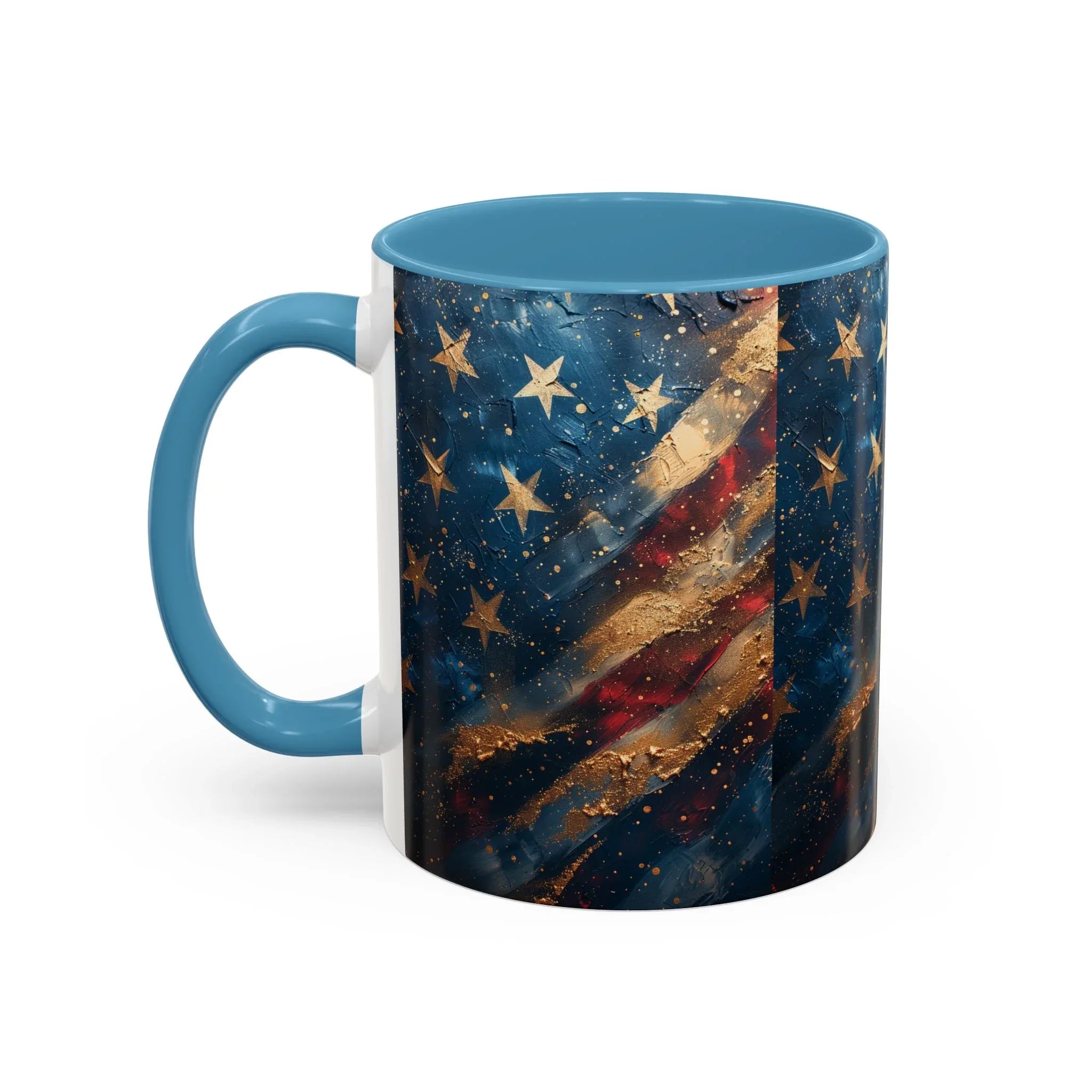 Distressed American Flag Accent Coffee Mug | 11oz 15oz - 250 USA Celebration