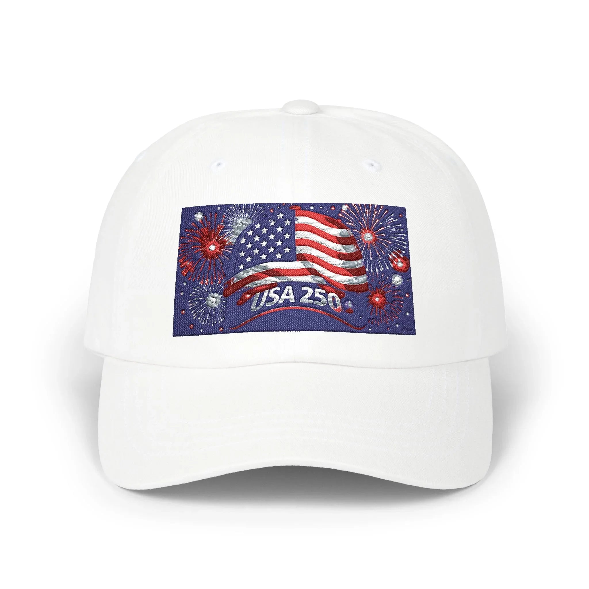 USA 250 American Flag Fireworks Baseball Hat | Patriotic July 4th Cap - 250 USA Celebration