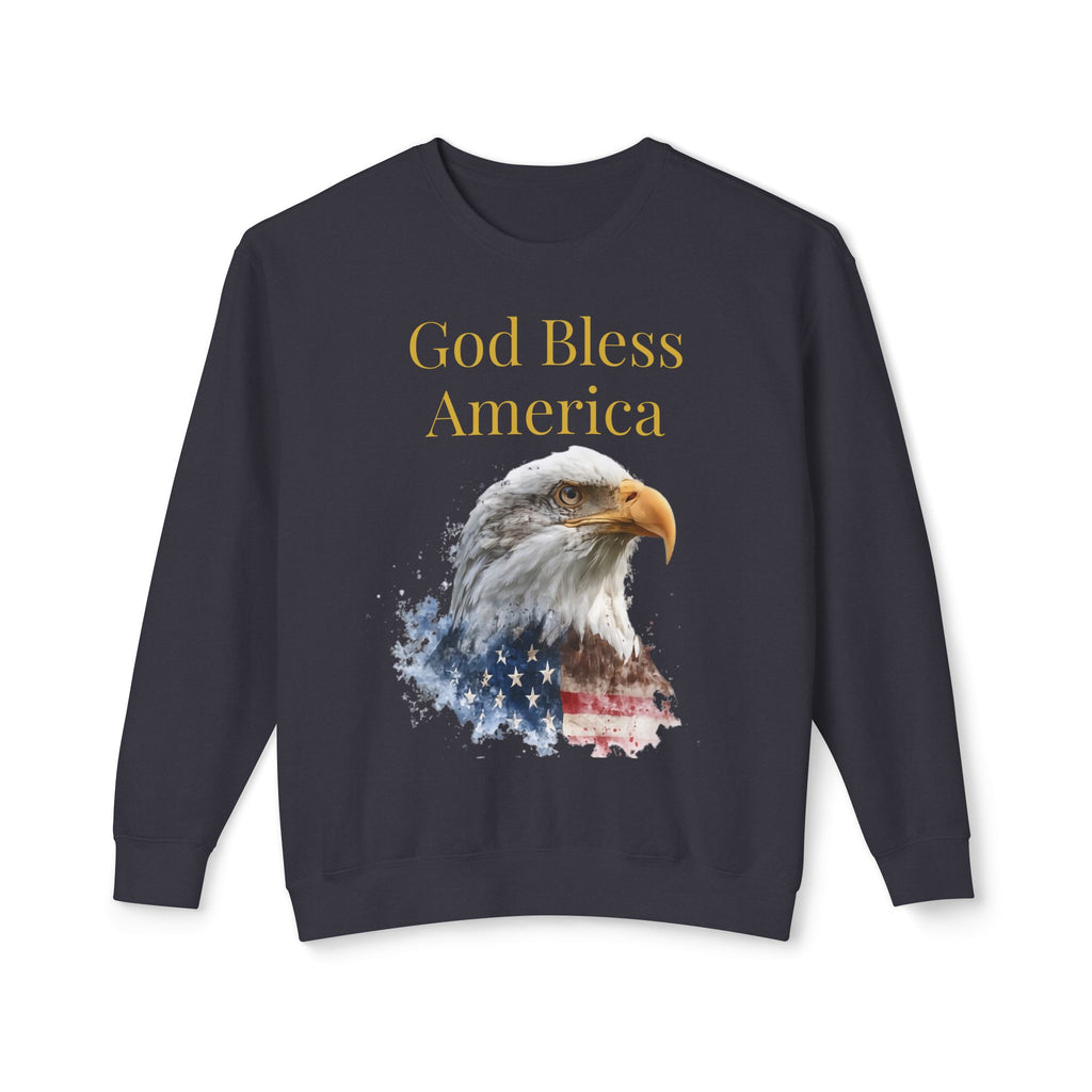 God Bless America Eagle Sweatshirt — Patriotic Crewneck for 4th of July & Veterans Day