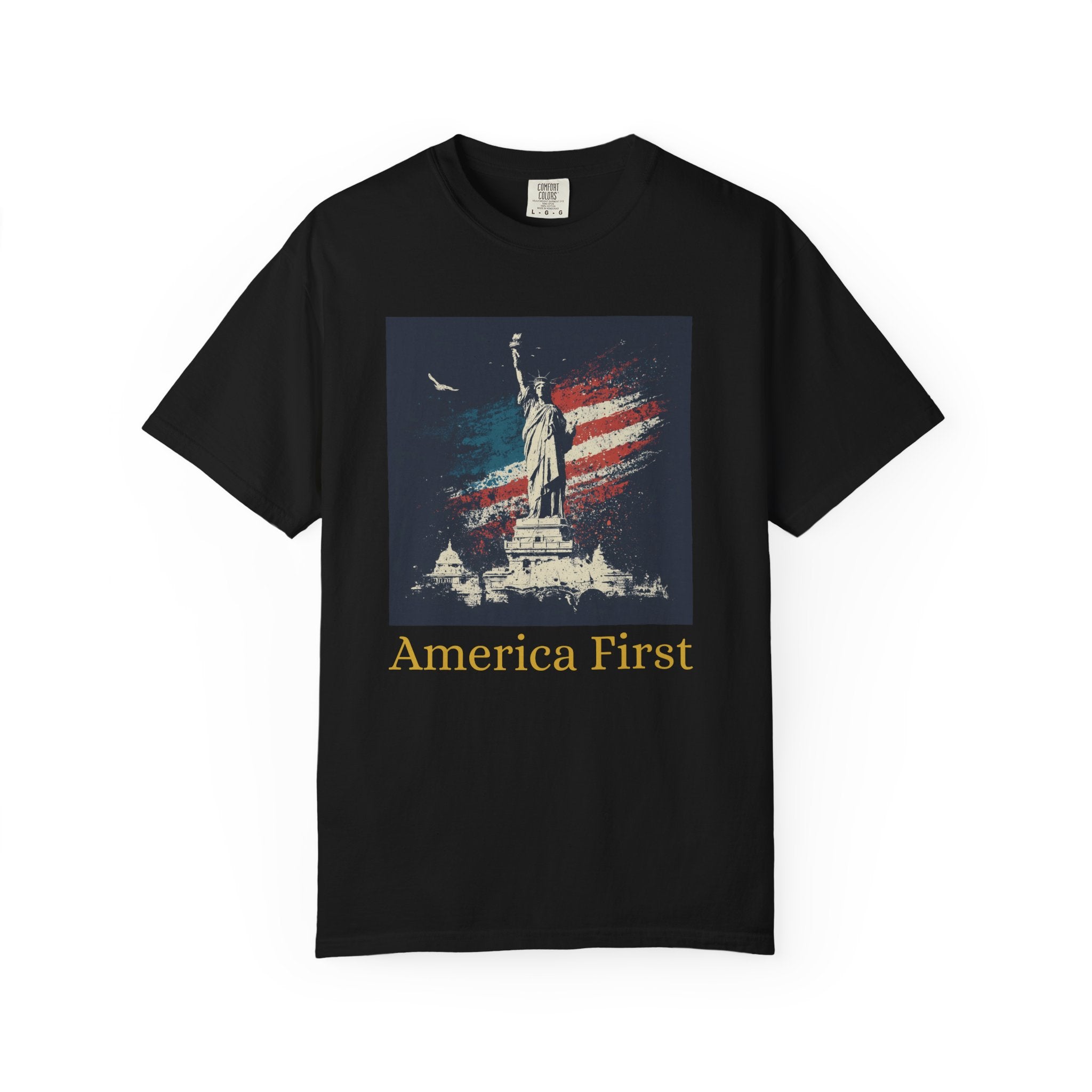 America 250 Statue of Liberty - America First | Official 250th Anniversary EditionAmerica First Bald Eagle T-shirt | Patriotic Flag Eagle Tee