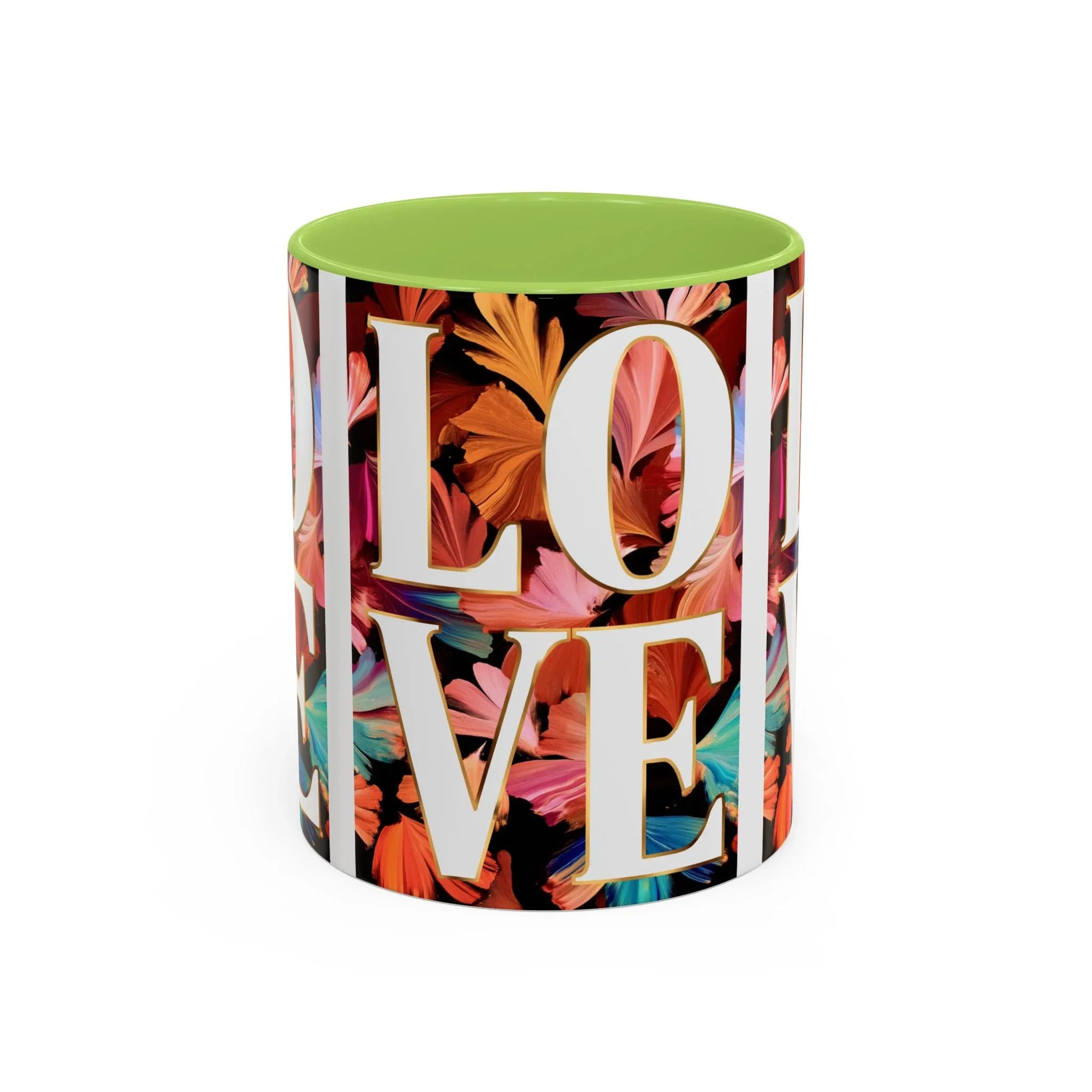 Floral Bold LOVE Mug | Accent Coffee Mug 11oz 15oz - 250 USA Celebration