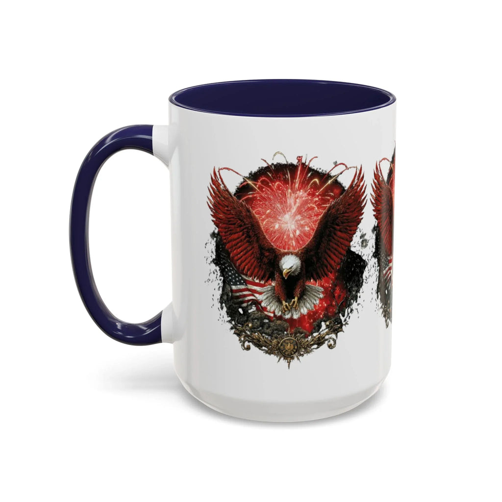 Red Eagle Emblem Accent Coffee Mug | Patriotic Eagle Design - 250 USA Celebration