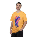 Colorful Watercolor Dolphin T-shirt | Vibrant Ocean Dolphin Tee Chrome Y2K Fantasy Dolphins & Butterflies T-Shirt | Airbrushed Liquid Metal - 250 USA Celebration