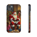 Santa Claus Storytime Tough Phone Case | Christmas holiday scene, kids and cookies - 250 USA Celebration