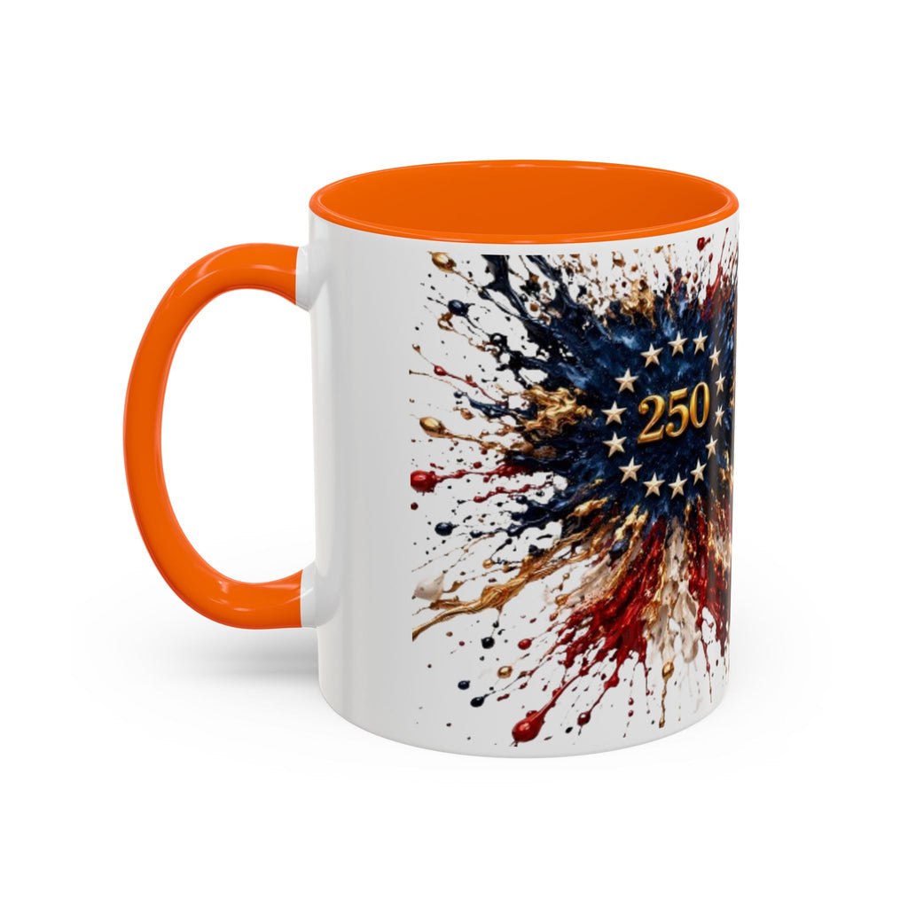 Patriotic 250th Anniversary Coffee Mug – American Flag Splash Accent (11/15oz)