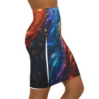 Galaxy Swirl Pencil Skirt — Colorful Cosmic Print Mid-Waist Skirt