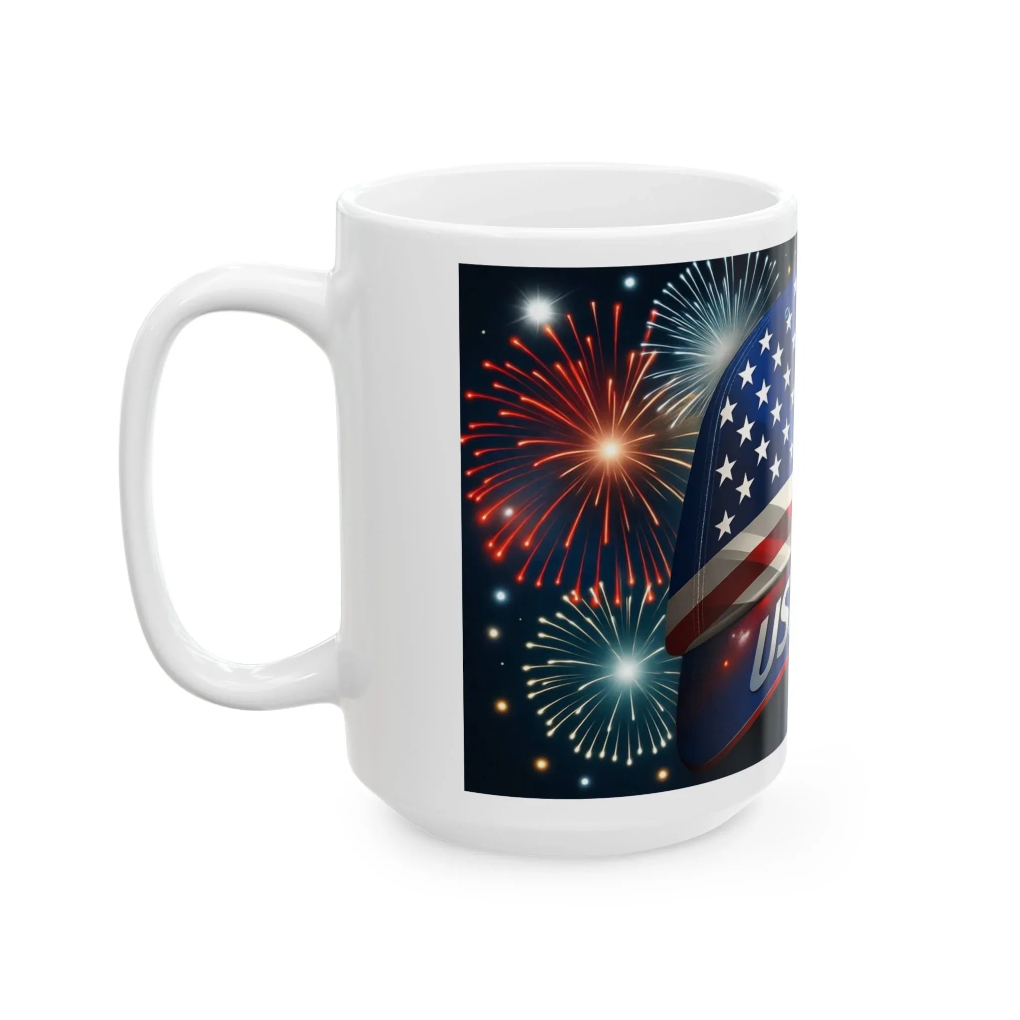 Patriotic Ceramic Mug, Stars & Stripes Coffee Cup, USA 250 Design, 4th of July Gift, Independence Day Decor, Tea Mug - 250 USA Celebration