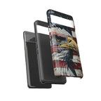 American Flag Bald Eagle phone case | Patriotic iPhone cover, cracked vintage flag design - 250 USA Celebration