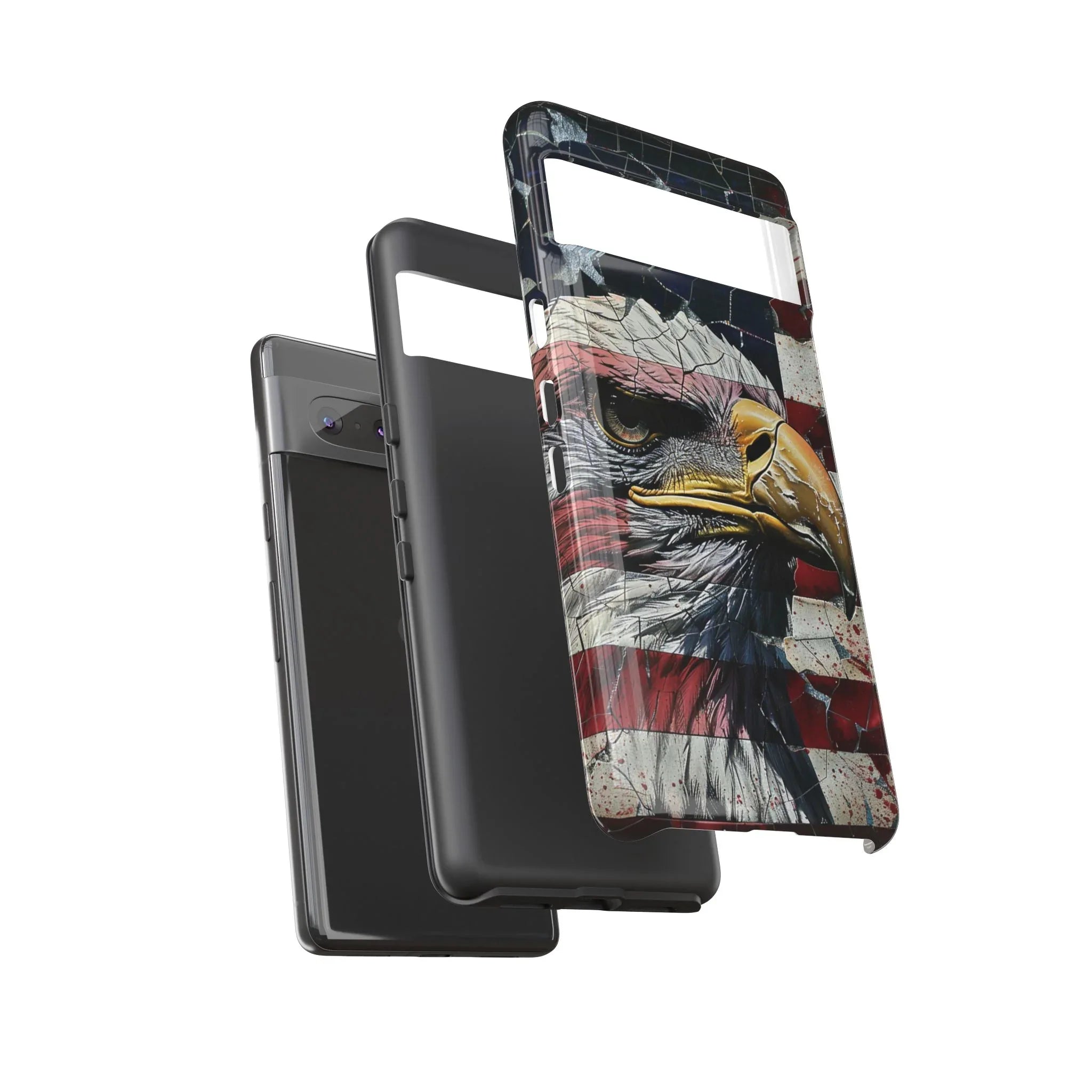 American Flag Bald Eagle phone case | Patriotic iPhone cover, cracked vintage flag design - 250 USA Celebration