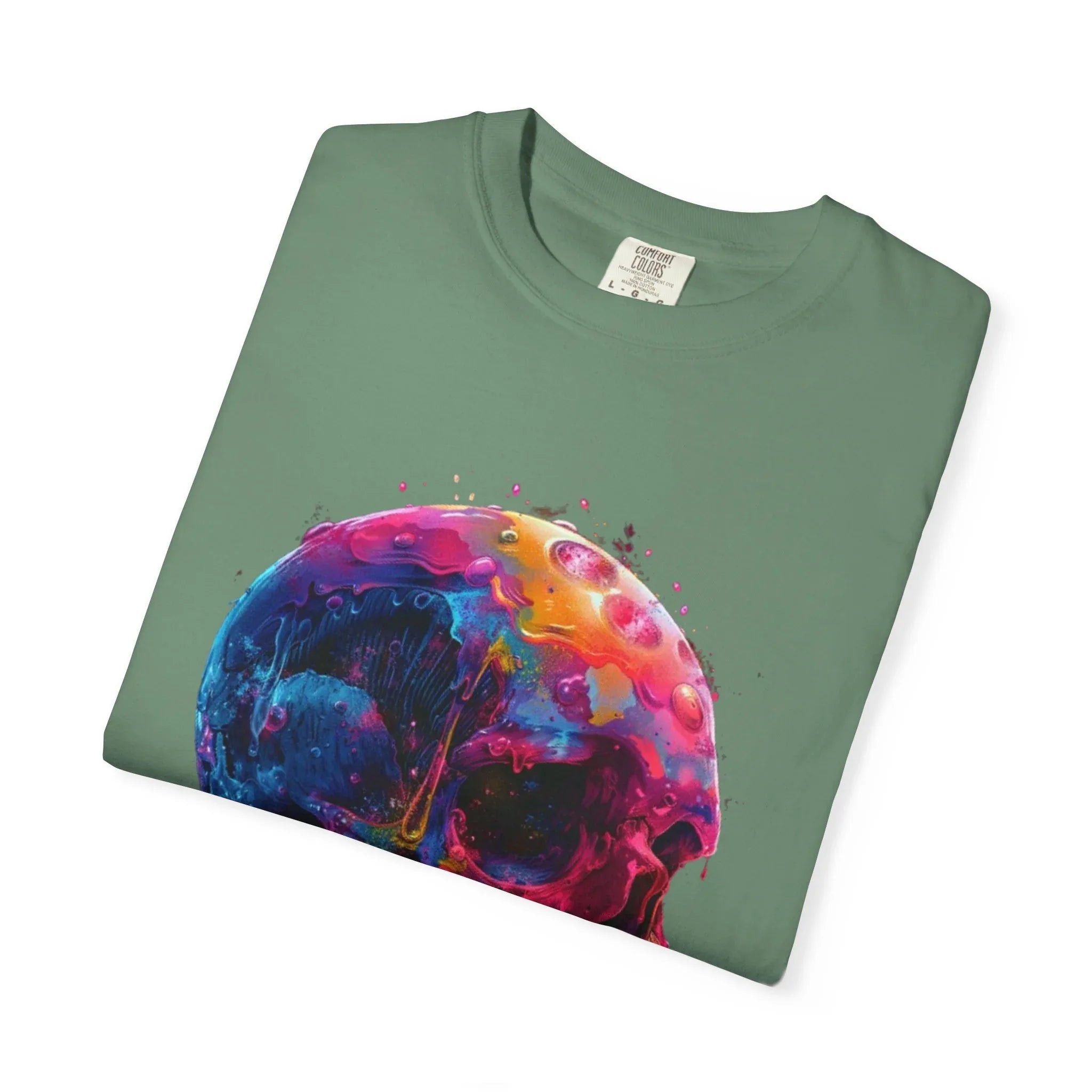 Colorful Drip Skull T-shirt | Watercolor Skull Shirt, Artistic Gothic Tee - 250 USA Celebration